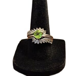 Sterling Silver Peridot Wrap Ring Size 7 | 925 Enhancer Jacket Green Gemstone